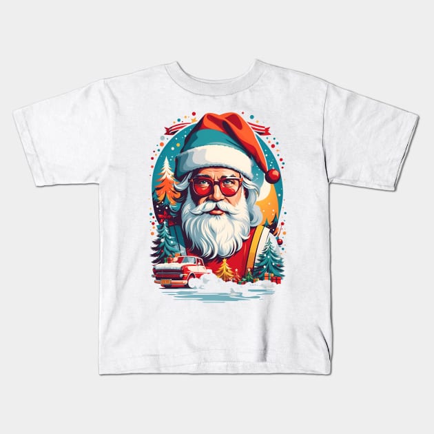 Retro Santa Kids T-Shirt by Omerico